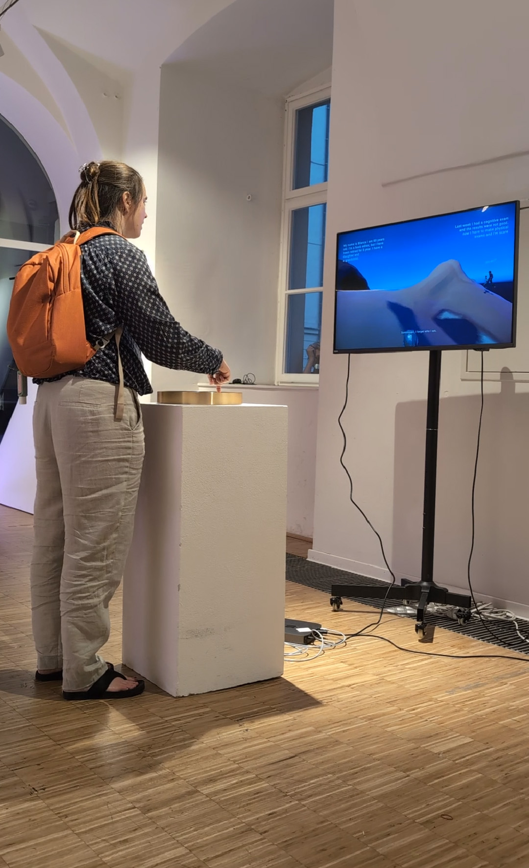 AI-generated image of a grandmother running with a lunchbox